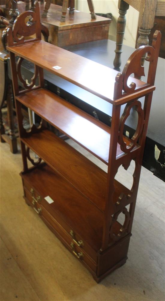 Mahogany four shelf bracket, pierced sides